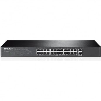 Коммутатор TP-LINK TL-SL1226 на 24 порта 10/100 Мбит/с и 2 гигабитных порта в стойку Коммутатор TP-LINK TL-SL1226 на 24 порта 10/100 Мбит/с и 2 гигабитных порта в стойку